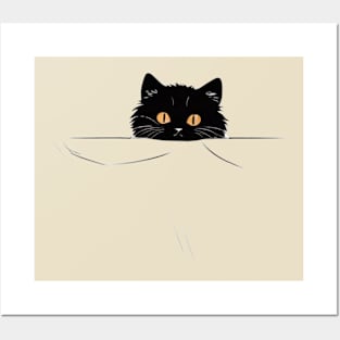 Black cat in pocket Posters and Art